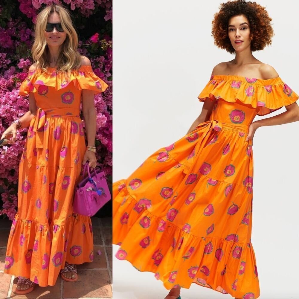 la double j yacht off shoulder dress orange Small(US4) - Picture 2 of 11